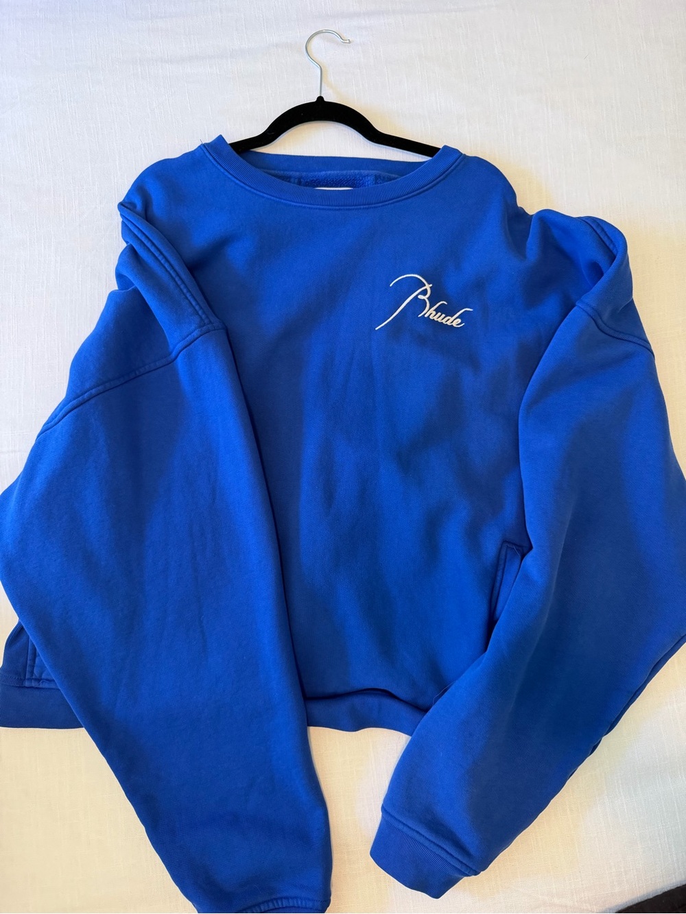 Rhude Cursive Spell Cobalt Blue Crewneck size Large